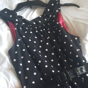 Super Cute White Polka Dot Dress w/Pink Lining